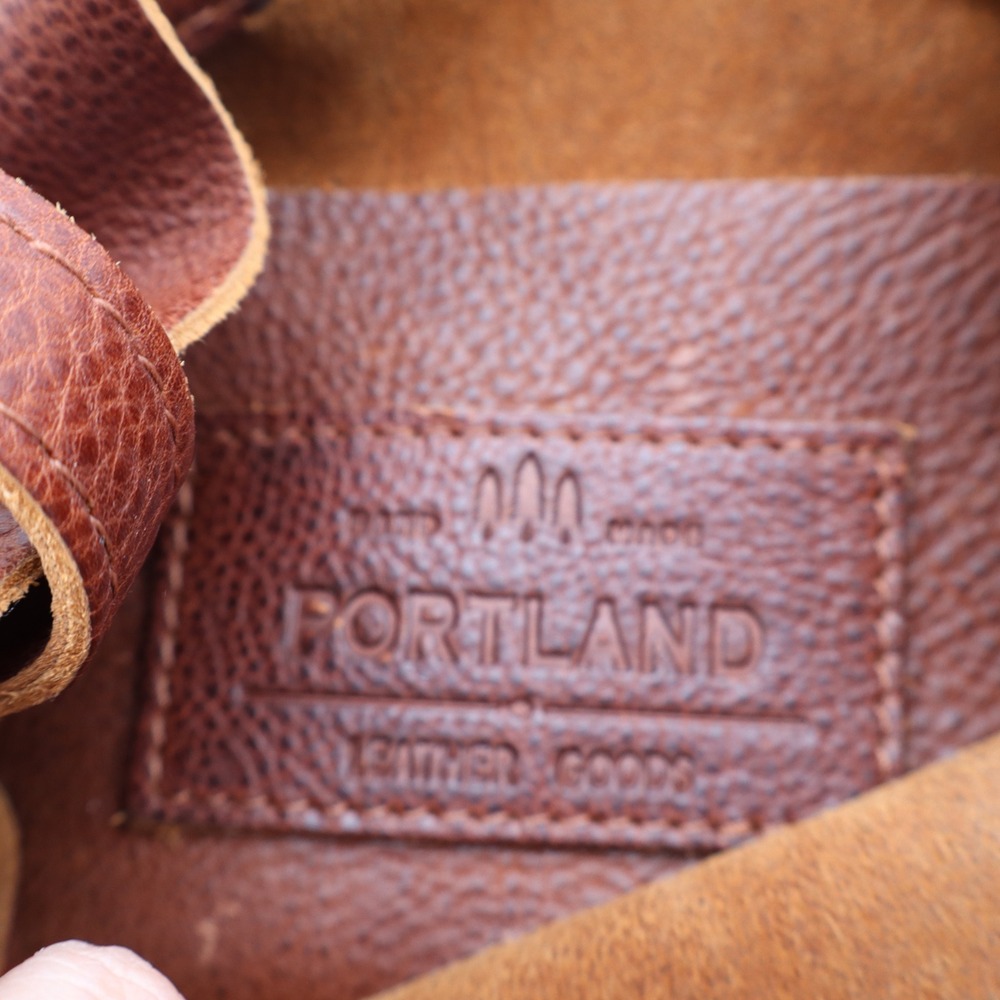 Portland Leather Goods Cognac Brown Pebbled Leather Drawstring Bucket Bag Small - Picture 2 of 5